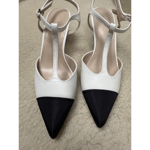 Coutgo Womens Kitten Heels Slingback Pumps Closed‎ Pointed Toe Two Tone Ankle 6 - Picture 2 of 10